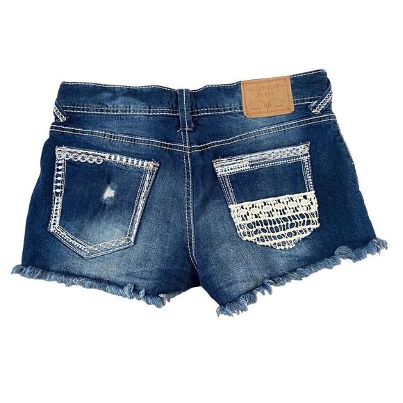 Amethyst Jeans Macrame Frayed Denim Shorts Beach Coastal Vacation Summer - Picture 1 of 10